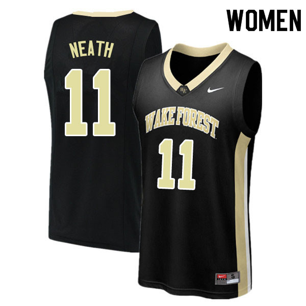 Women #11 Jahcobi Neath Wake Forest Demon Deacons College Basketball Jerseys Sale-Black